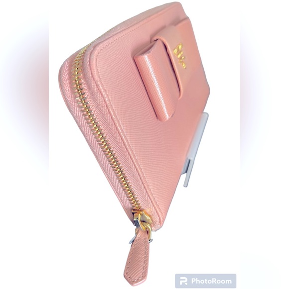 Prada Leather Zip Around Bow Wallet Ballerina Pink - Picture 4 of 13